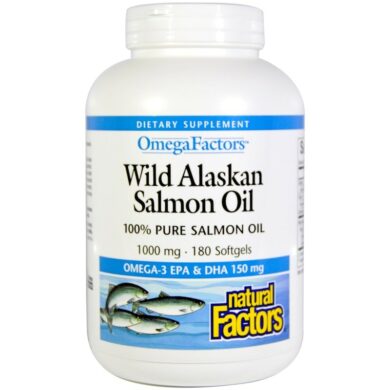 Omega Factors, Wild Alaskan Salmon Oil, 1,000 mg, 180 Softgels