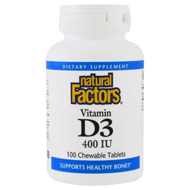 Vitamin D3, Strawberry Flavor, 400 IU, 100 Chewable Tablets