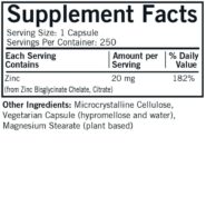 Alternative view of Zinc 20 mg Capsules - Bio-Max Series - Hypo 250 ct