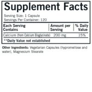 Alternative view of Calcium Bisglycinate Chelate 200 mg (Without Vitamin D-3) - Hypo 120 ct